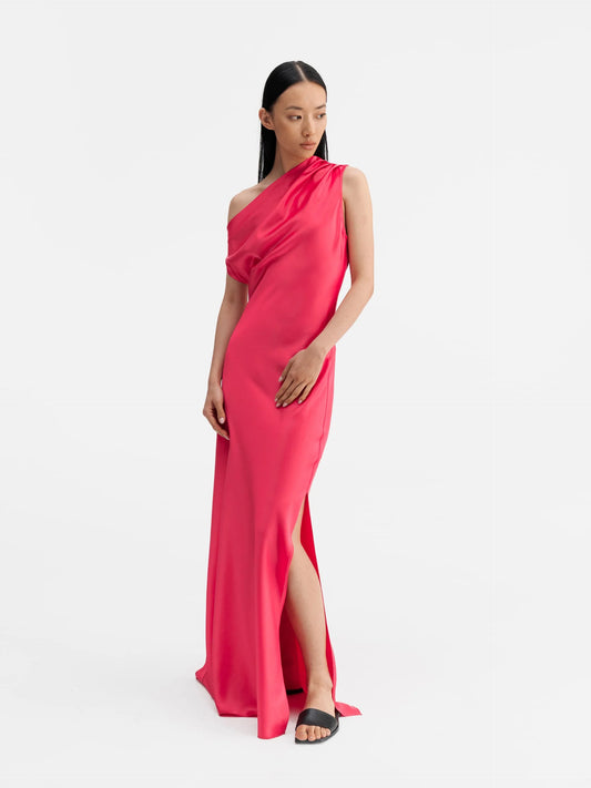 LACY SATIN DRESS BUBBLEGUM