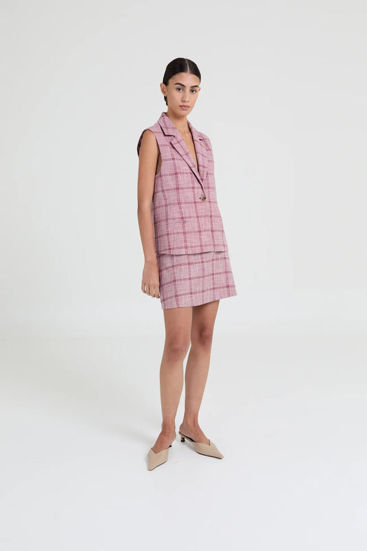 MAGGIE SKIRT BURGUNDY CHECKED