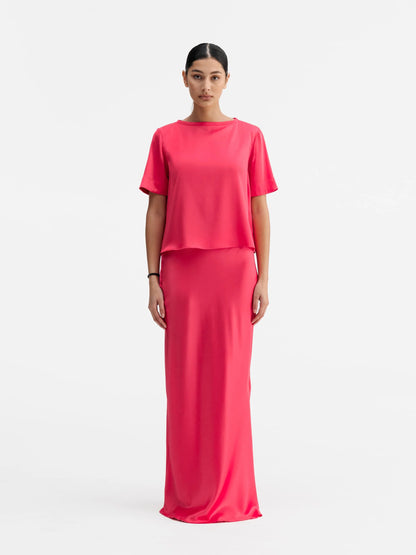 LOLA SATIN TEE BUBBLEGUM