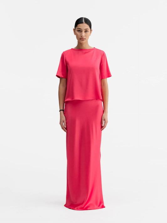 LOLA SATIN TEE BUBBLEGUM