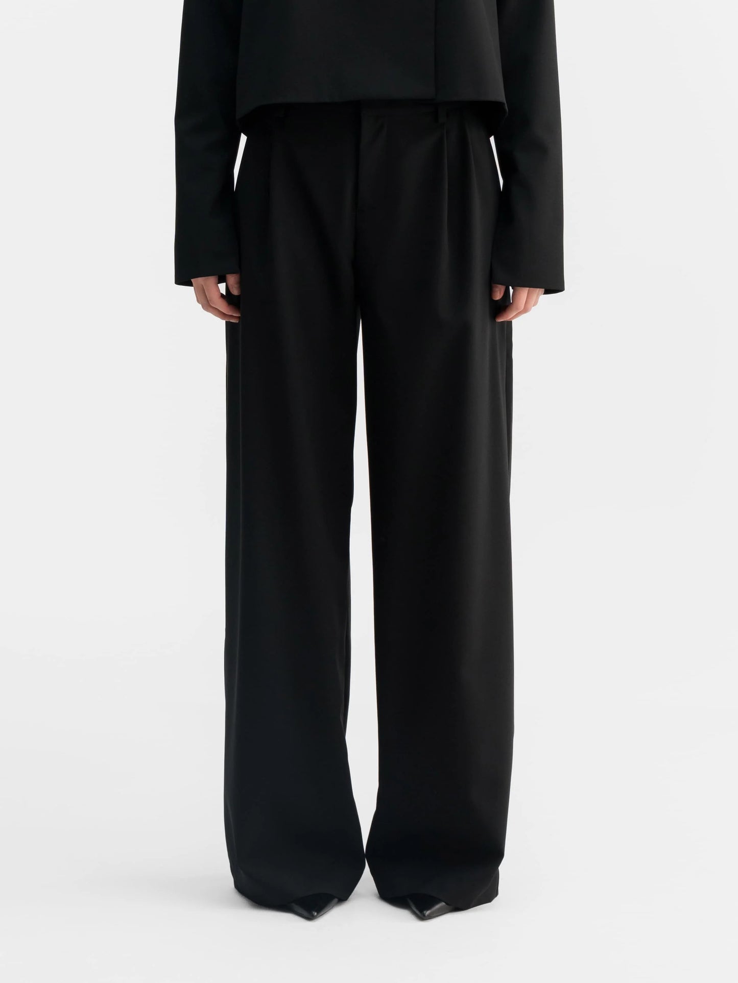 MEL WOOL TROUSERS BLACK