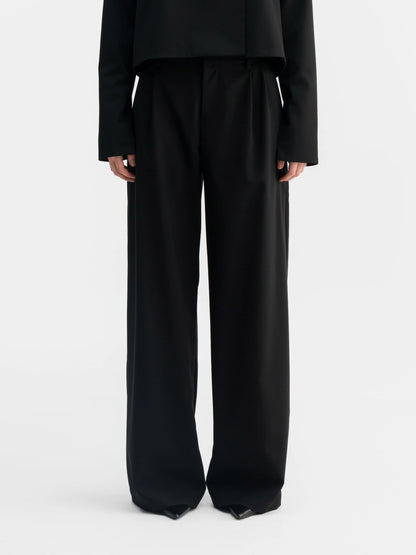 MEL WOOL TROUSERS BLACK
