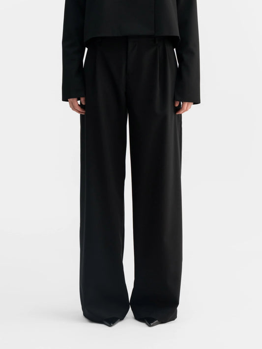 MEL WOOL TROUSERS BLACK