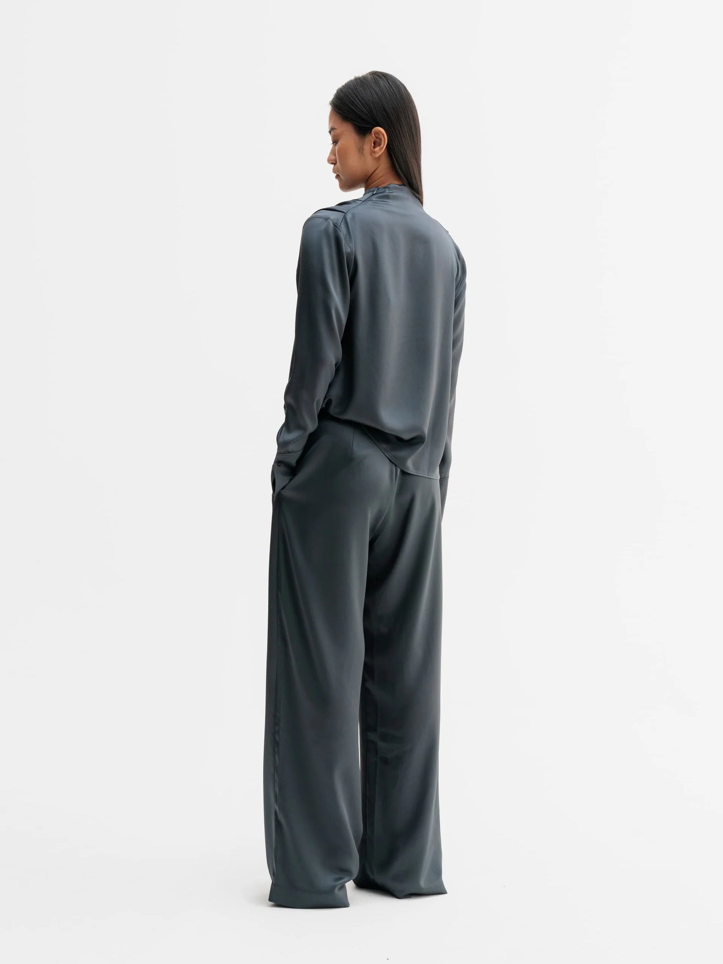 MIKO SATIN BLOUSE - DARK GREY