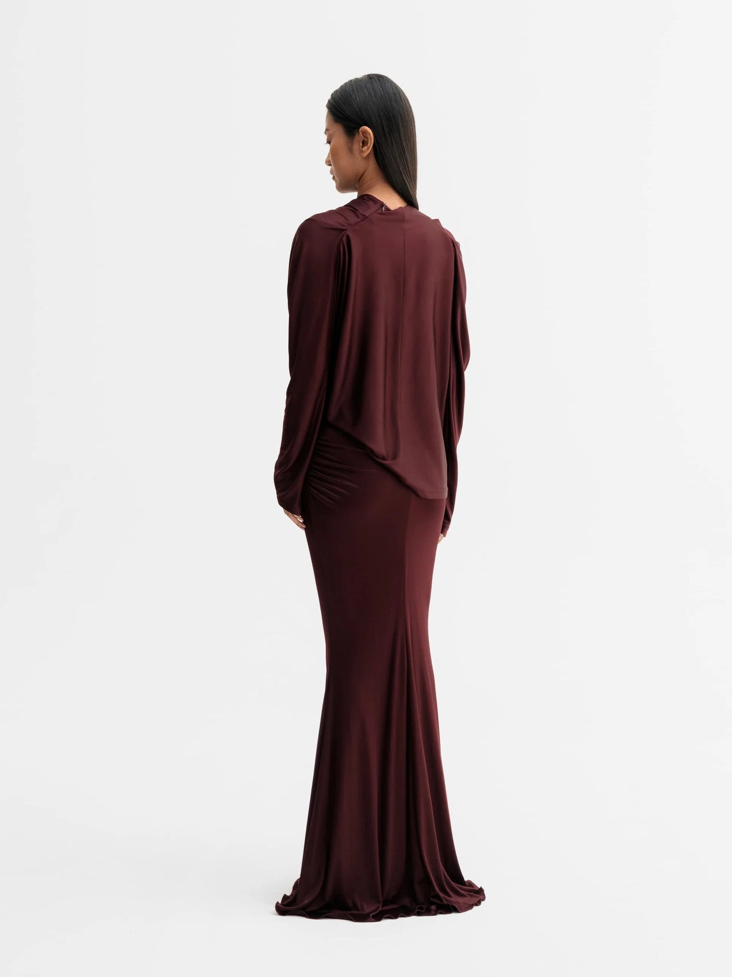 MILLY JERSEY BLOUSE - BURGUNDY