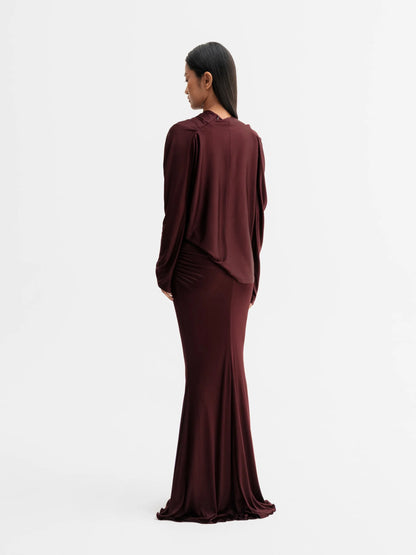 MILLY JERSEY BLOUSE - BURGUNDY