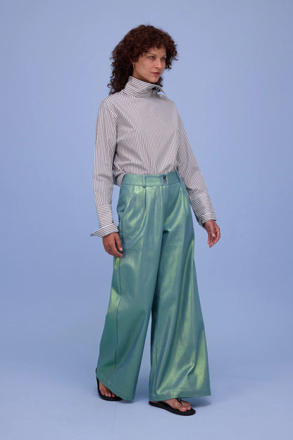HALLE BLOUSE KHAKI STRIPES