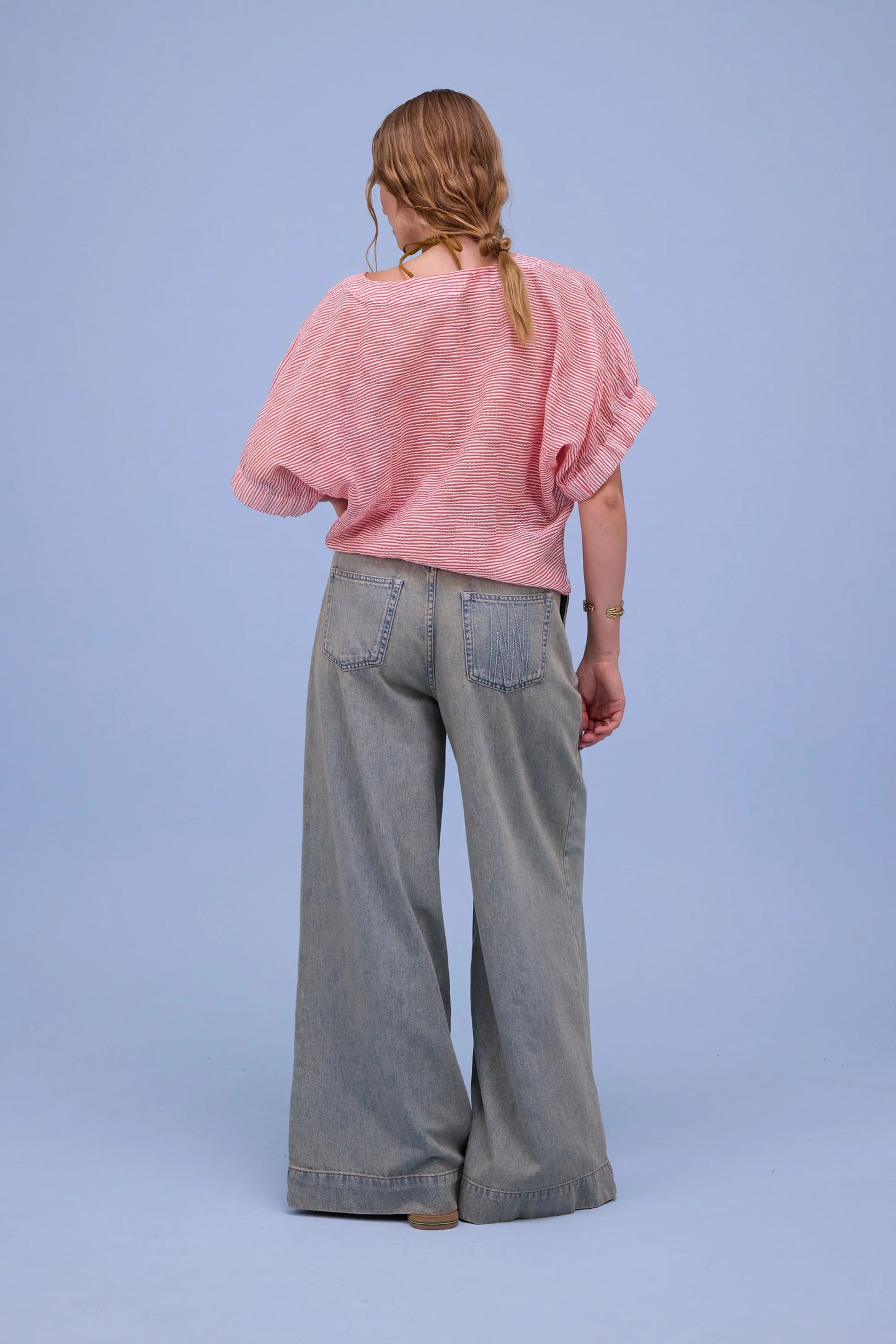 GERALDINE BLOUSE TRANSPARENT RED STRIPES