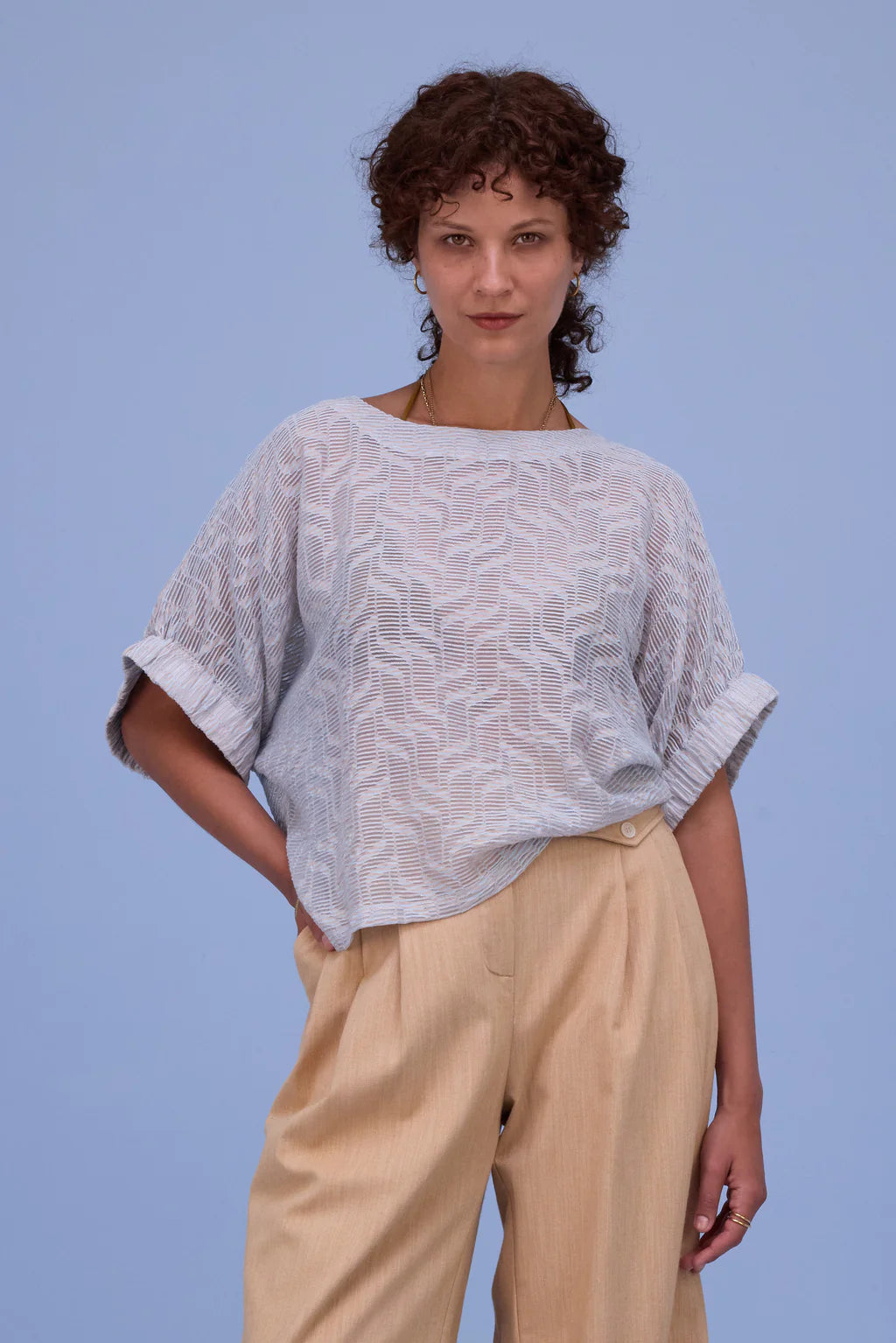 GERALDINE BLOUSE TRANSPARENT SKY BLUE STRIPES