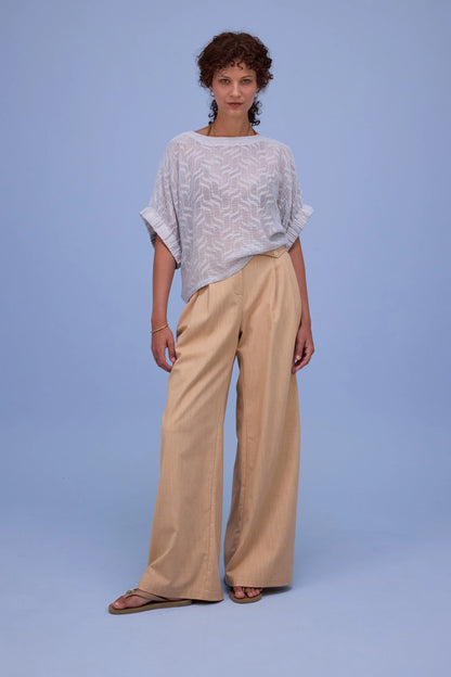 GERALDINE BLOUSE TRANSPARENT SKY BLUE STRIPES