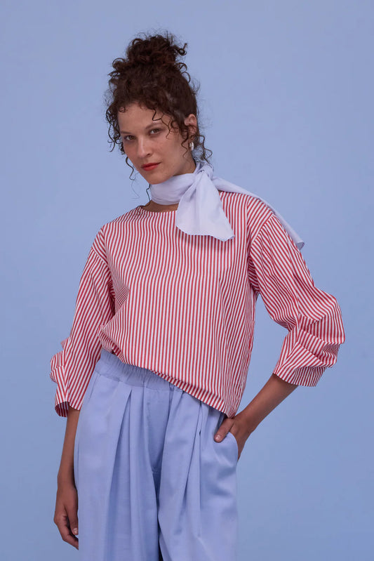 CAMILLE BLOUSE RED STRIPES