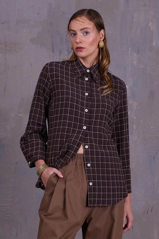 FILOU HEMD BROWN ECRU