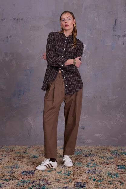 FILOU HEMD BROWN ECRU