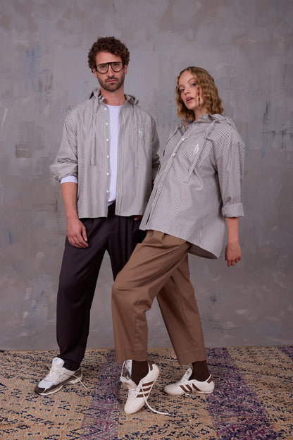 GONZOLA HEMD BROWN ECRU