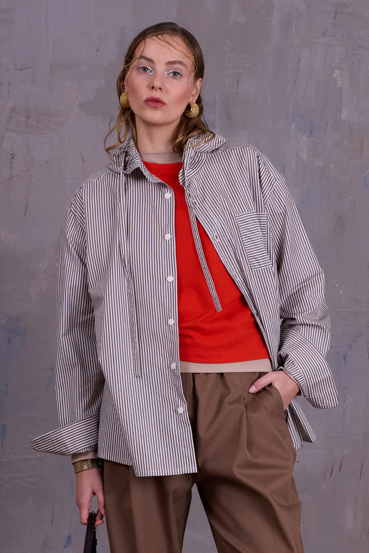 GONZOLA HEMD BROWN ECRU