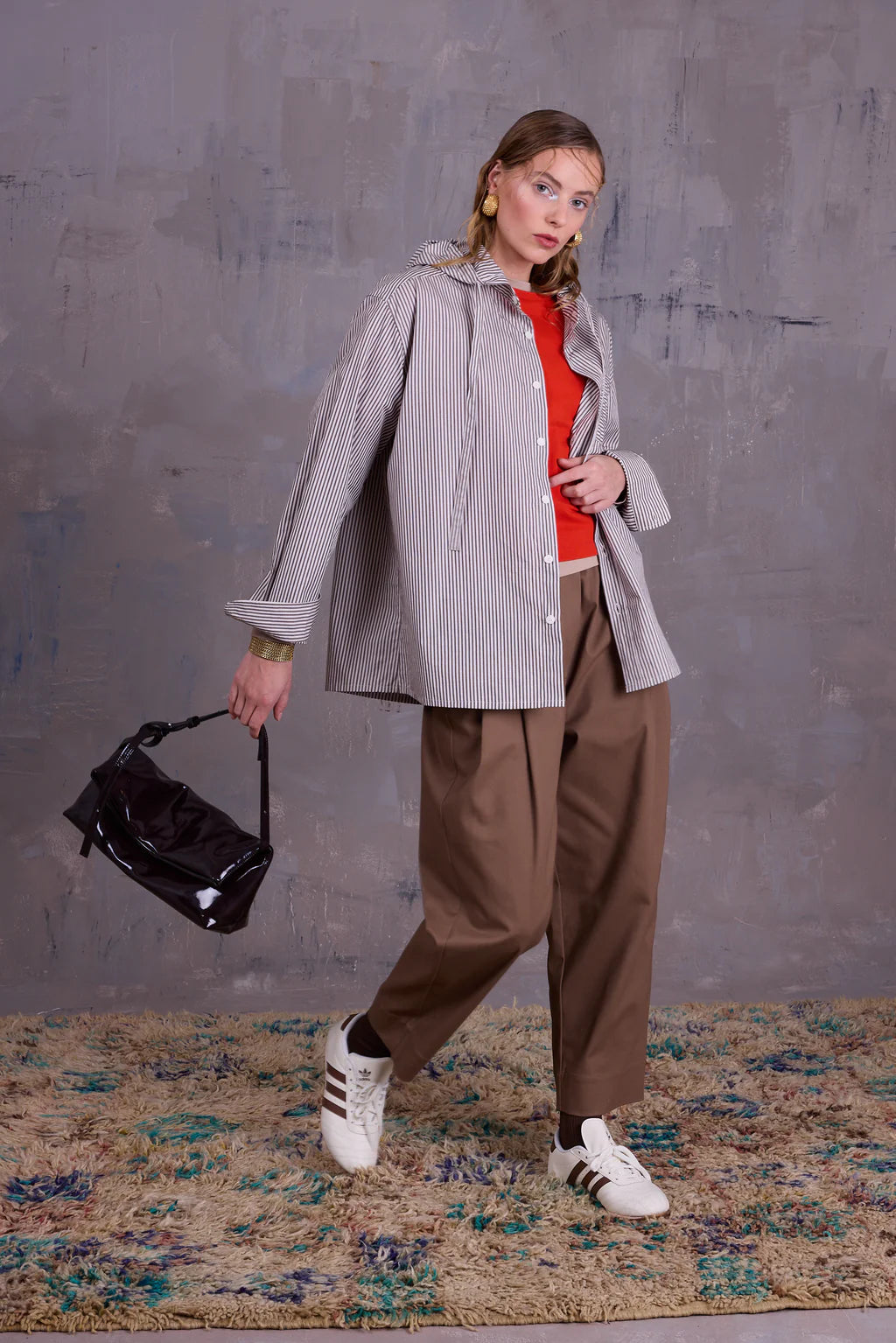 GONZOLA HEMD BROWN ECRU