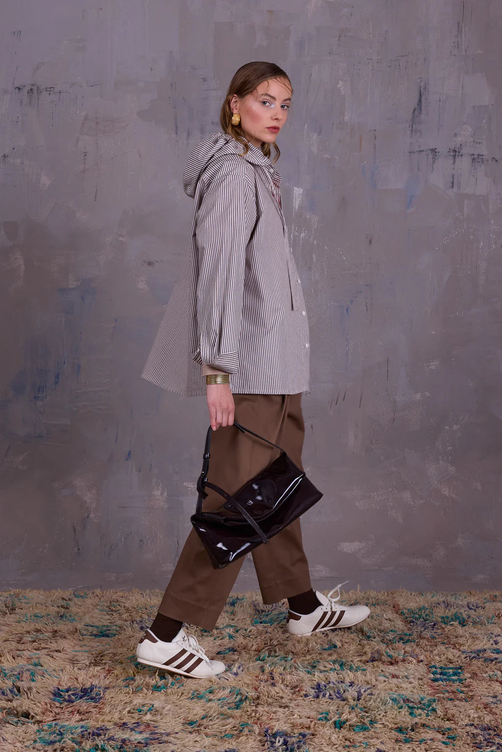 GONZOLA HEMD BROWN ECRU