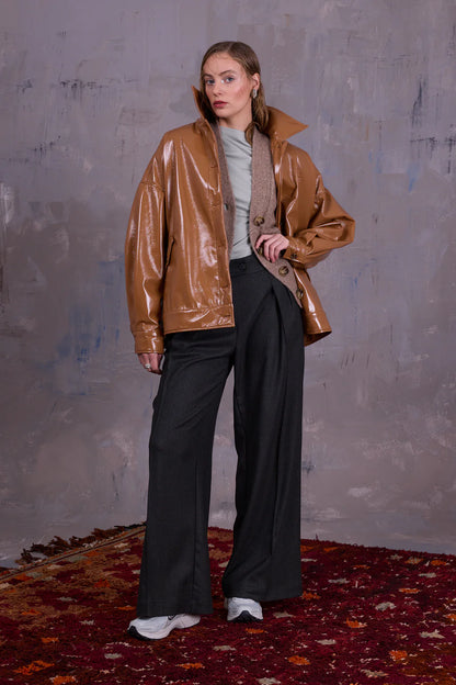 GERRIT JAS CAMEL FAUX LEATHER