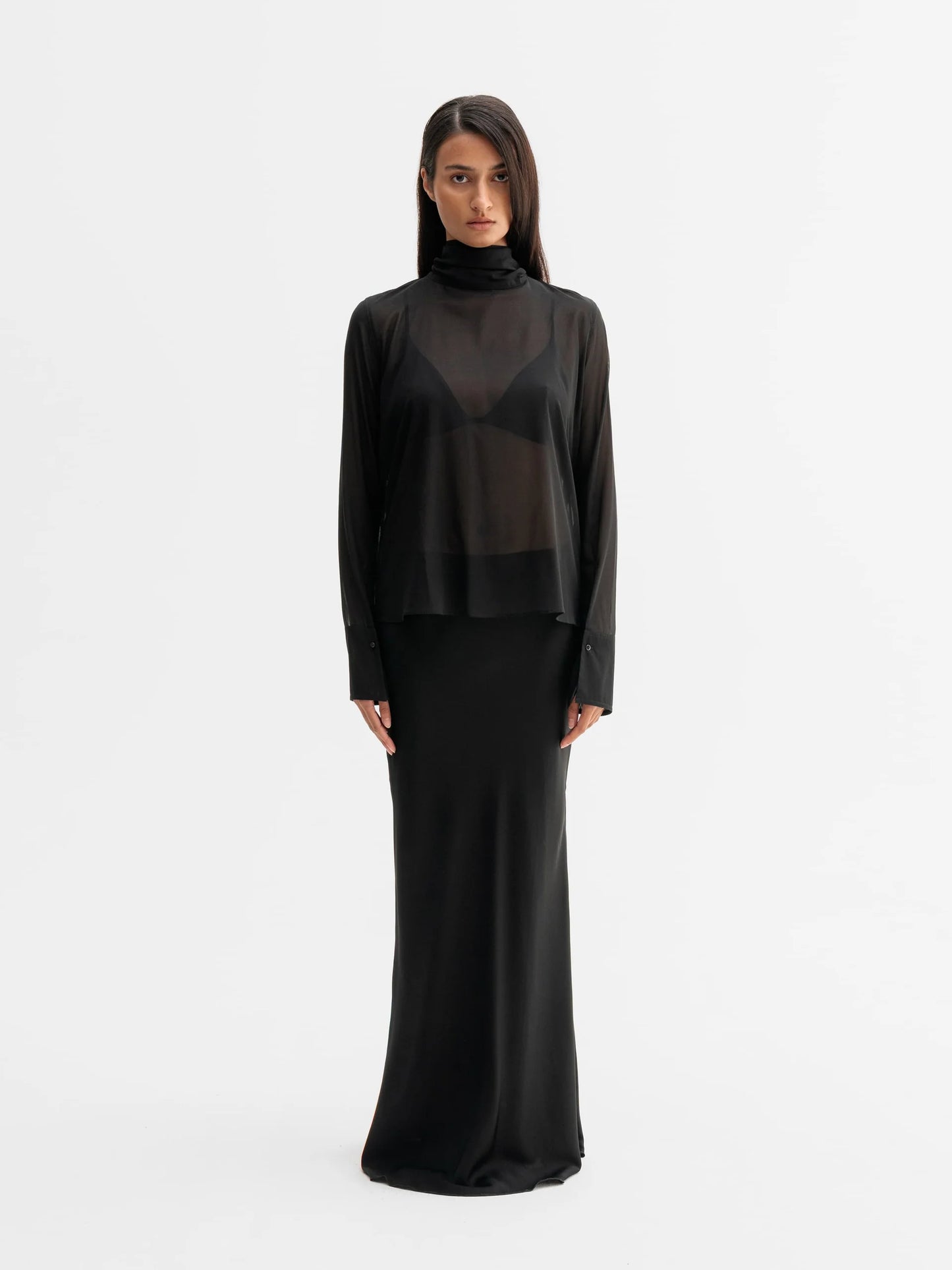 RIKA SEE-TROUGH SILK BLOUSE