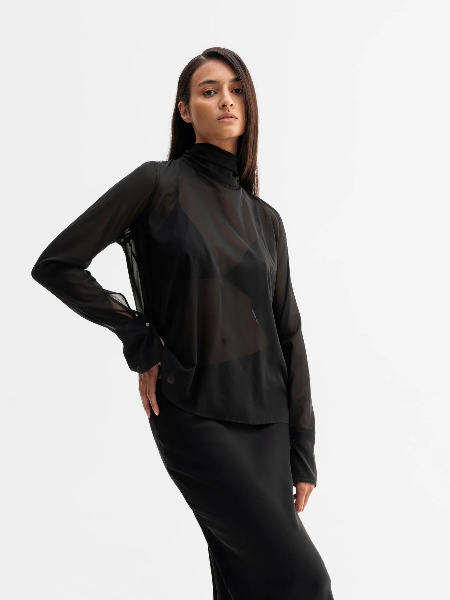 RIKA SEE-TROUGH SILK BLOUSE