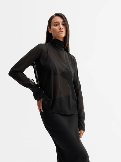 RIKA SEE-TROUGH SILK BLOUSE