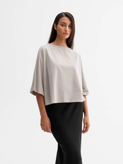 THEA JERSEY TEE - WASHED GREIGE