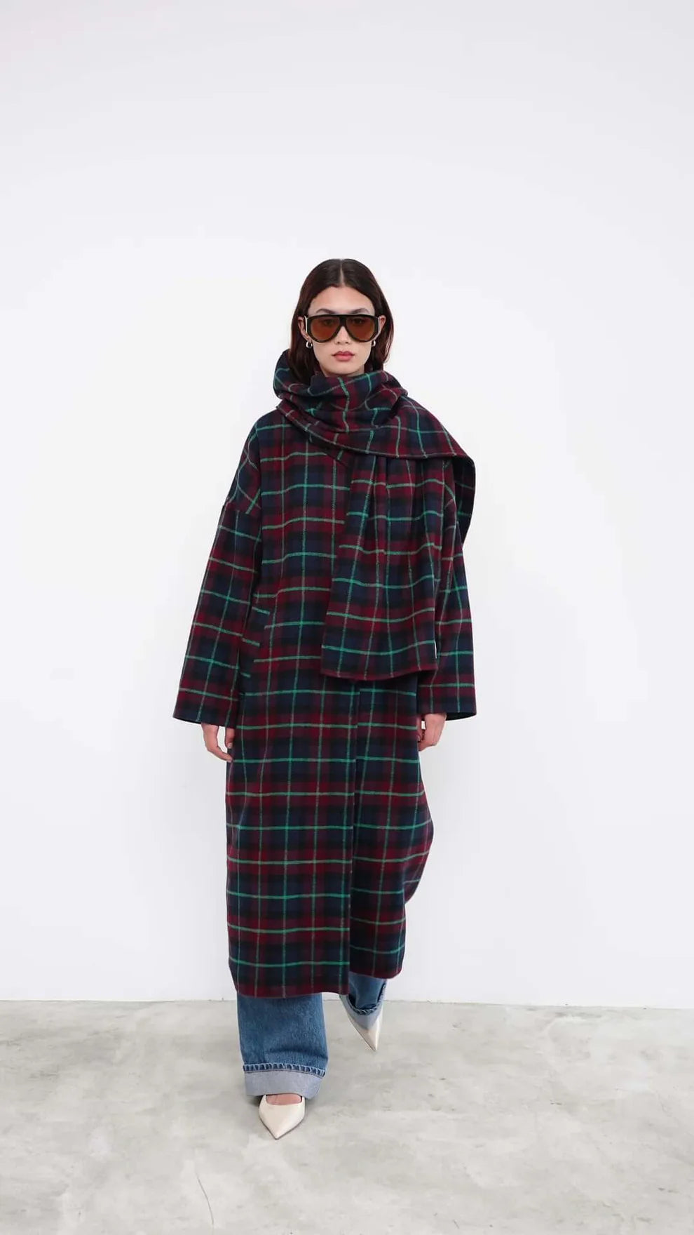 IRIS SCARF BURGUNDY BLUE CHECKS