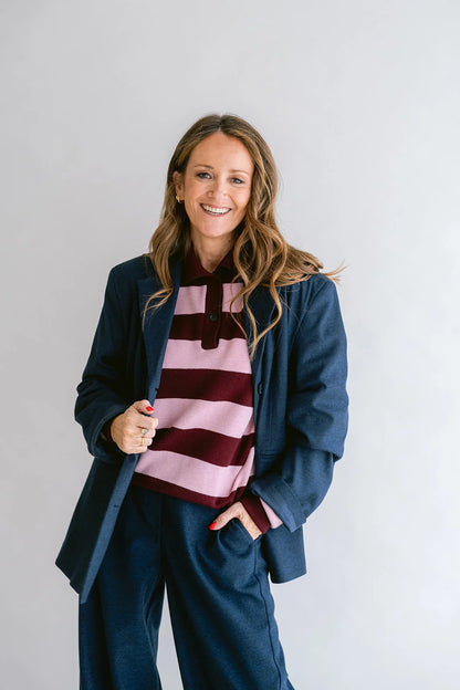 LEONIE POLO STRIPE BORDEAUX