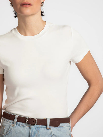 OLIVE FITTED T-SHIRT - WHITE