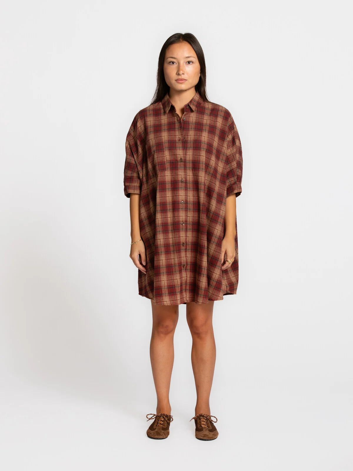 ROGERS FLANNEL JURK - BORDEAUX