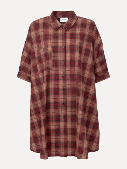 ROGERS FLANNEL JURK - BORDEAUX