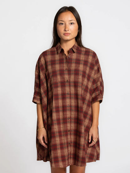 ROGERS FLANNEL JURK - BORDEAUX