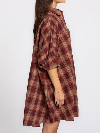 ROGERS FLANNEL JURK - BORDEAUX