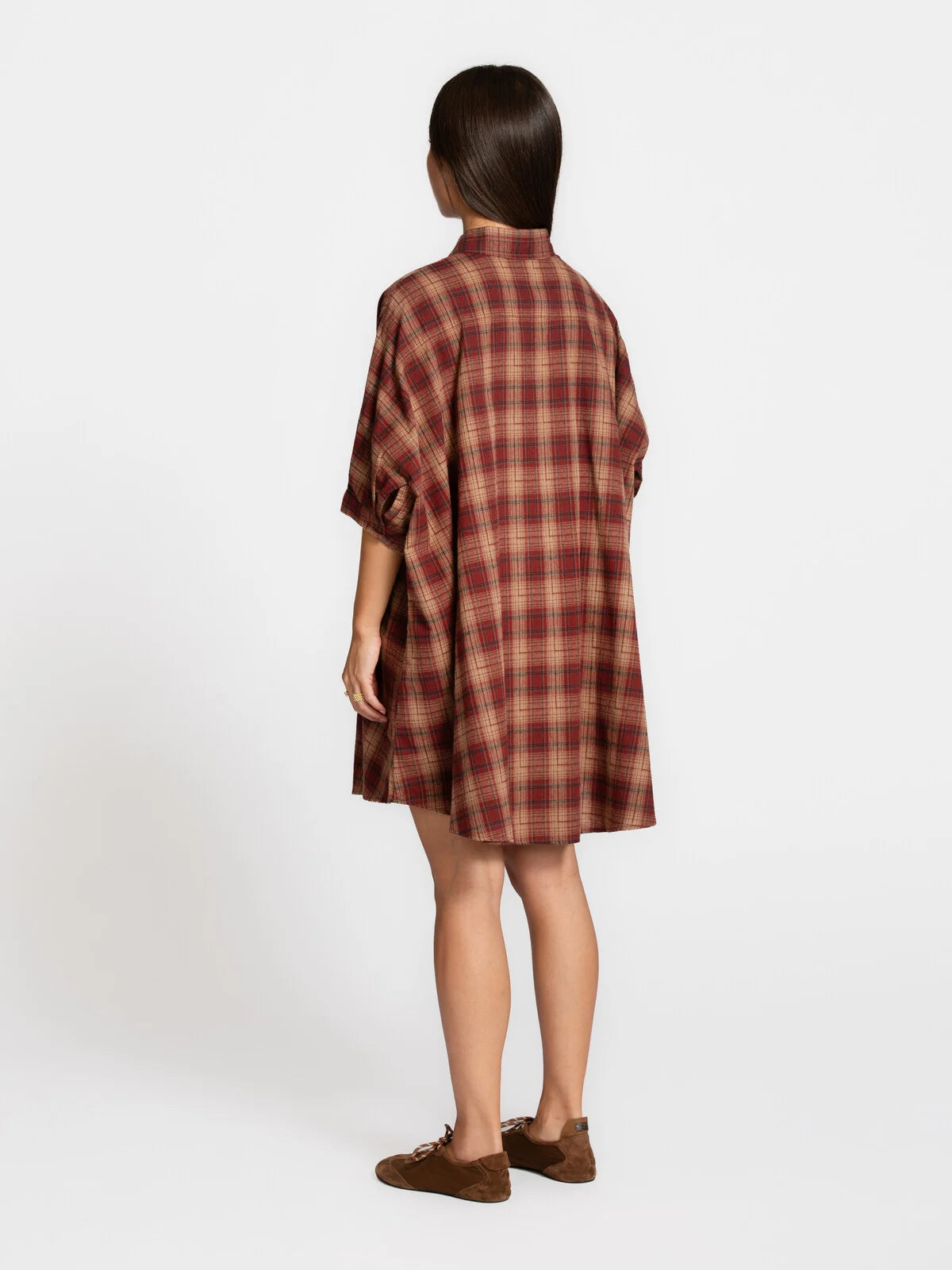 ROGERS FLANNEL JURK - BORDEAUX