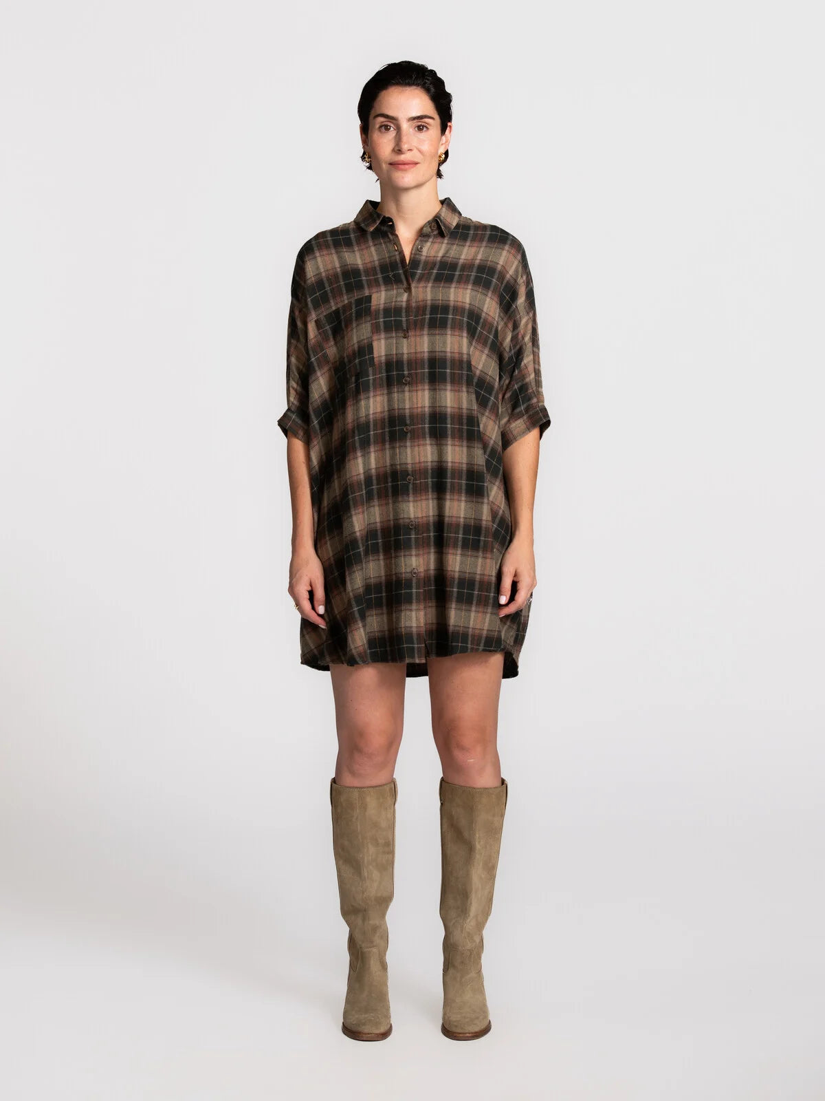 ROGERS FLANNEL JURK - GREEN