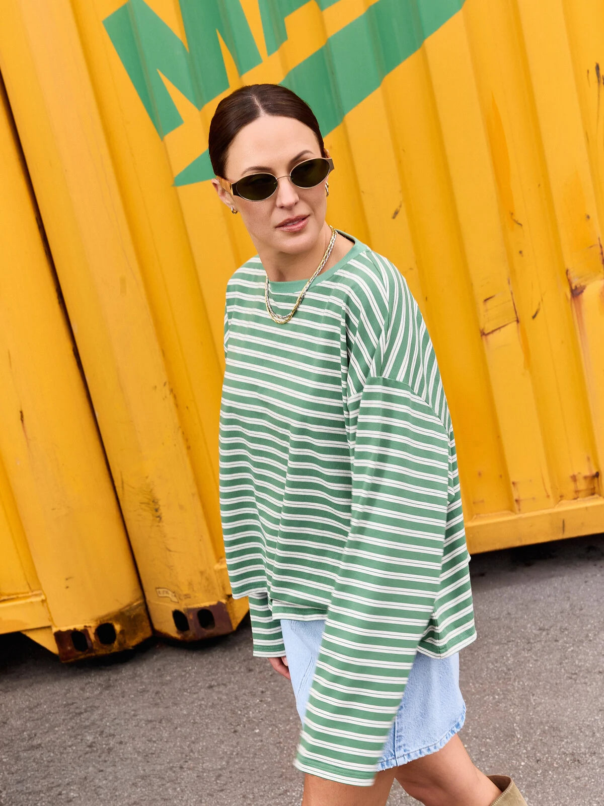 GRACE GESTREEPTE LONGSLEEVE - GREEN