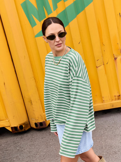 GRACE GESTREEPTE LONGSLEEVE - GREEN