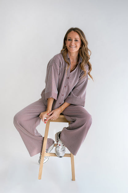 SAM PANTS STRIPE BORDEAUX