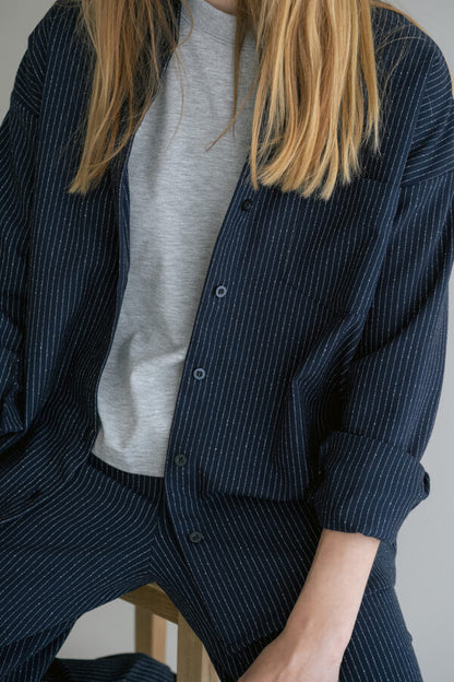 MARIE BLOUSE PREDORE STRIPE NAVY