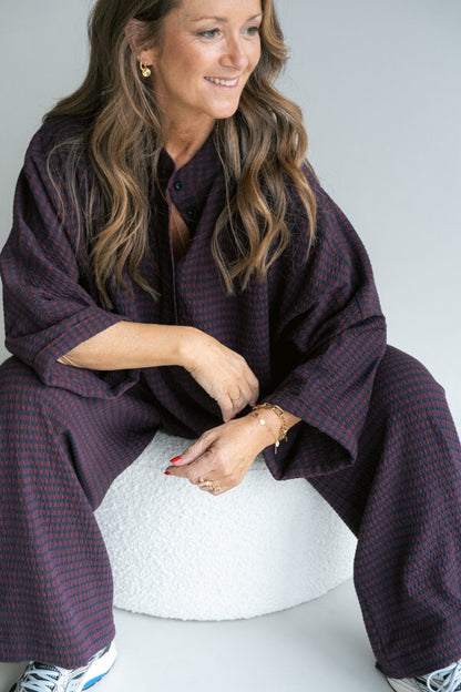 MAYA BLOUSE BORDEAUX CHECK