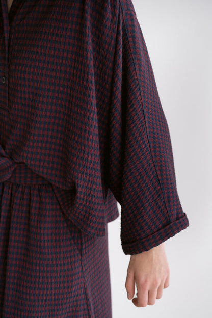 MAYA BLOUSE BORDEAUX CHECK