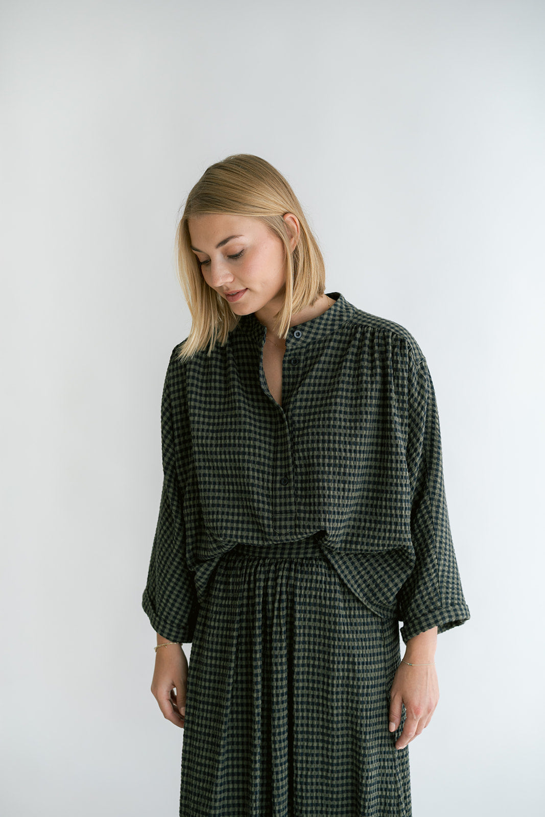 MAYA BLOUSE GREEN SMALL CHECK