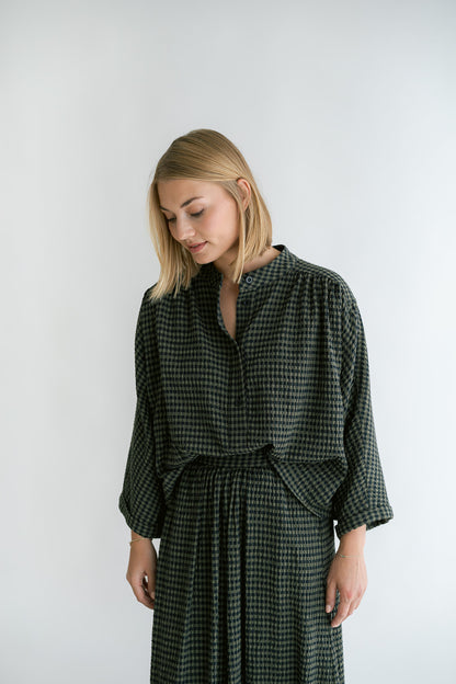 MAYA BLOUSE GREEN SMALL CHECK