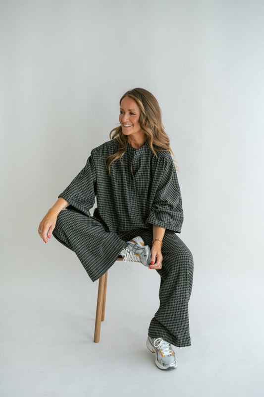 MAYA BLOUSE GREEN SMALL CHECK