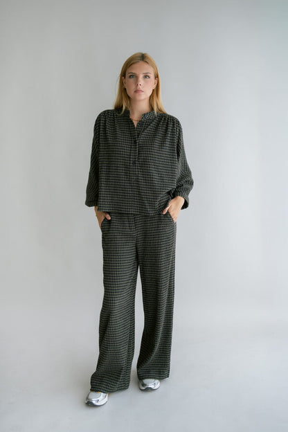 MAYA BLOUSE GREEN SMALL CHECK