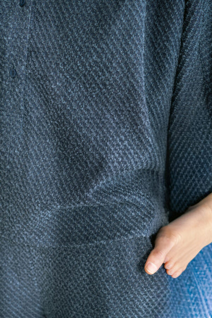 MAYA BLOUSE NAVY TWEED