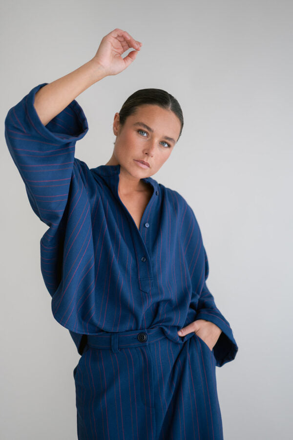 MAYA BLOUSE RED NAVY STRIPE