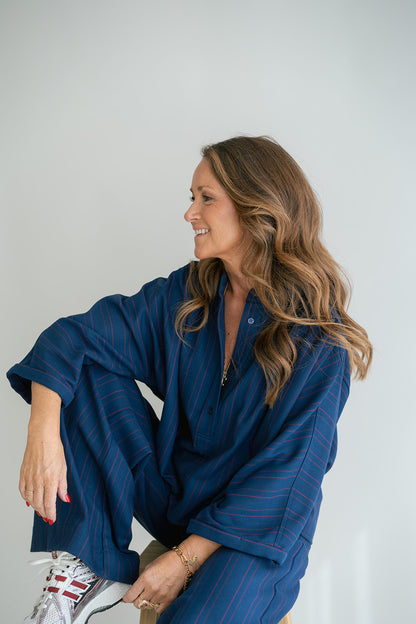 MAYA BLOUSE RED NAVY STRIPE