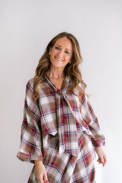 MOLLIE BLOUSE - SQUARE BORDEAUX