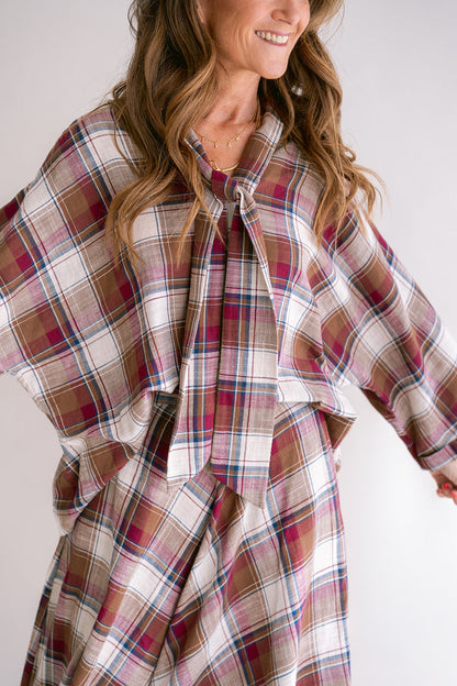 MOLLIE BLOUSE - SQUARE BORDEAUX